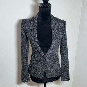 Express Heather black white single button front Women's Blazer‎ Sz 00
